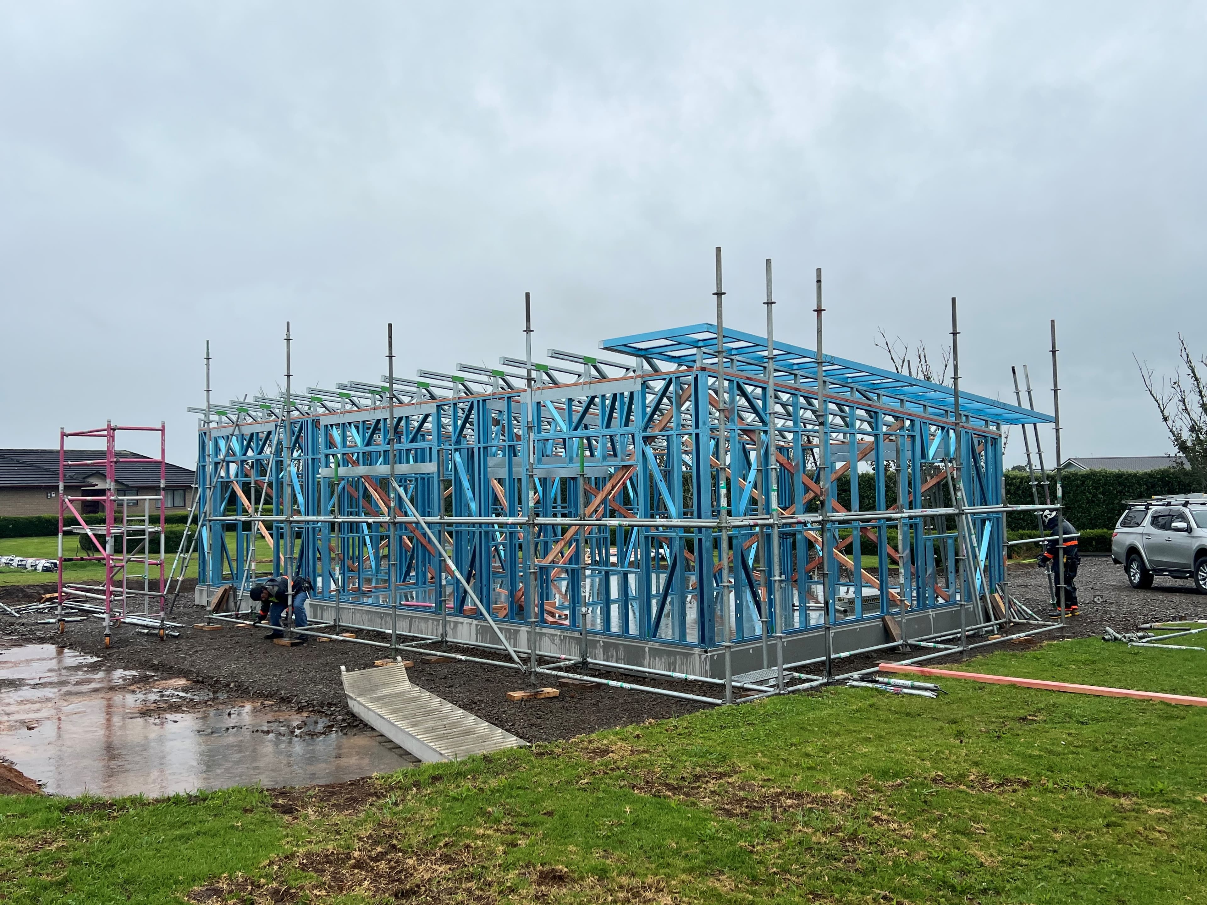 The same frames standing on site