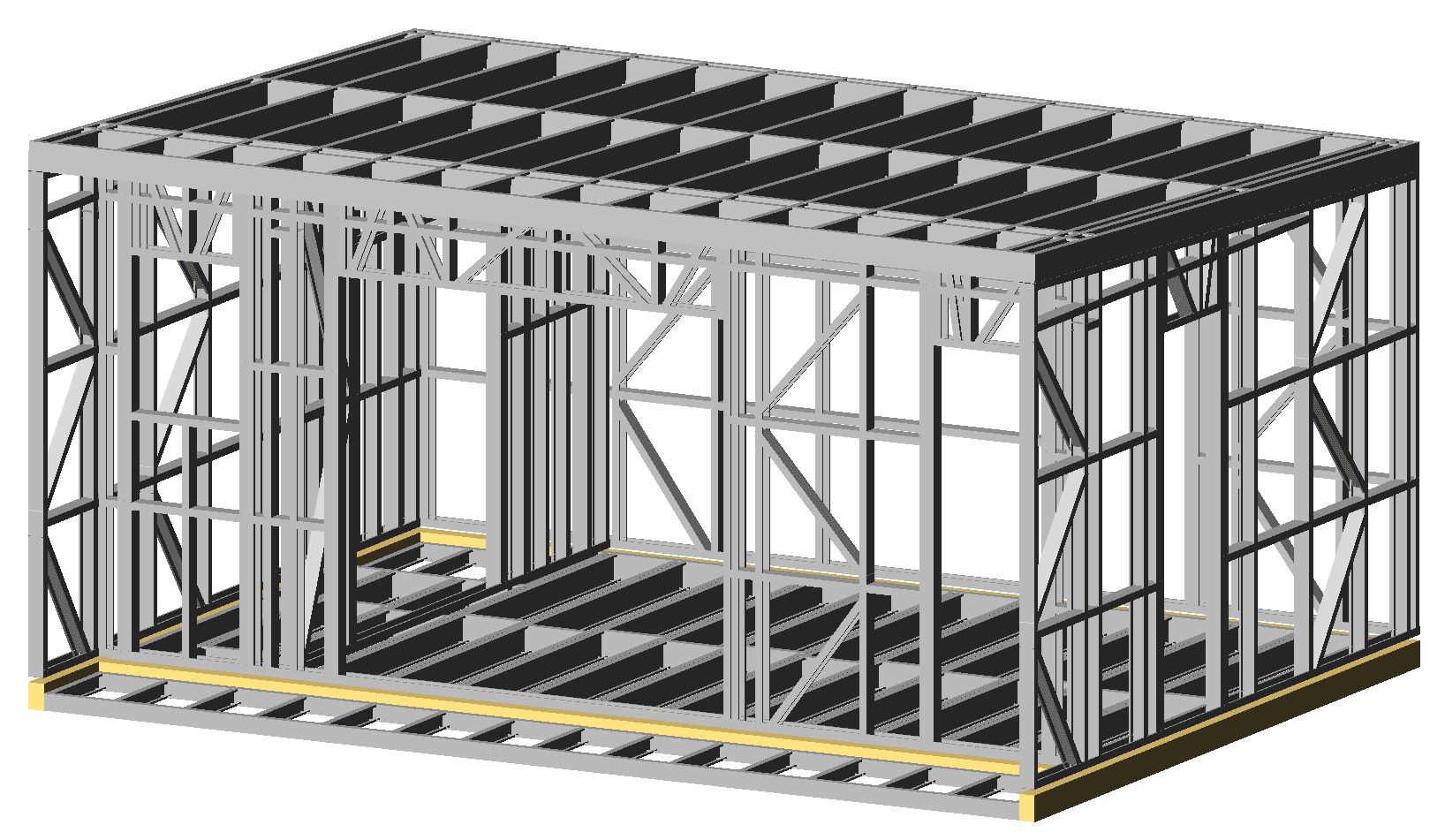 24m² One-Bedroom Cabin — frame render
