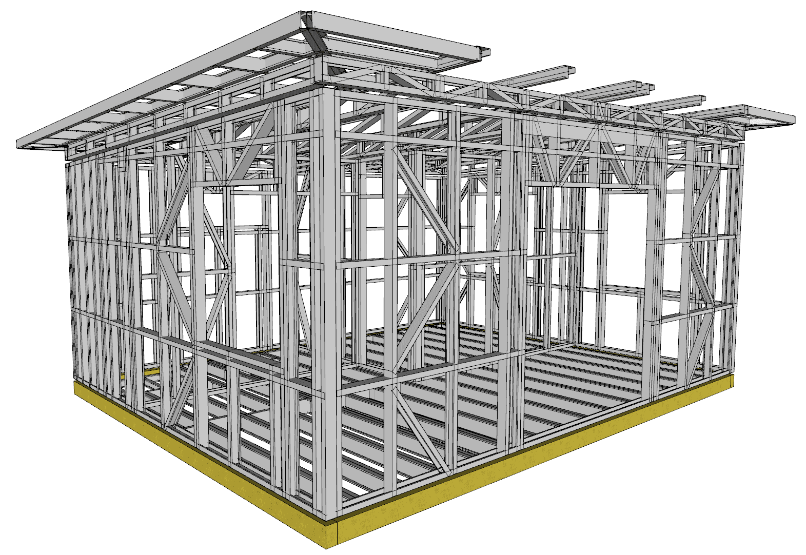 29m² One-Bedroom Cabin — steel frame render