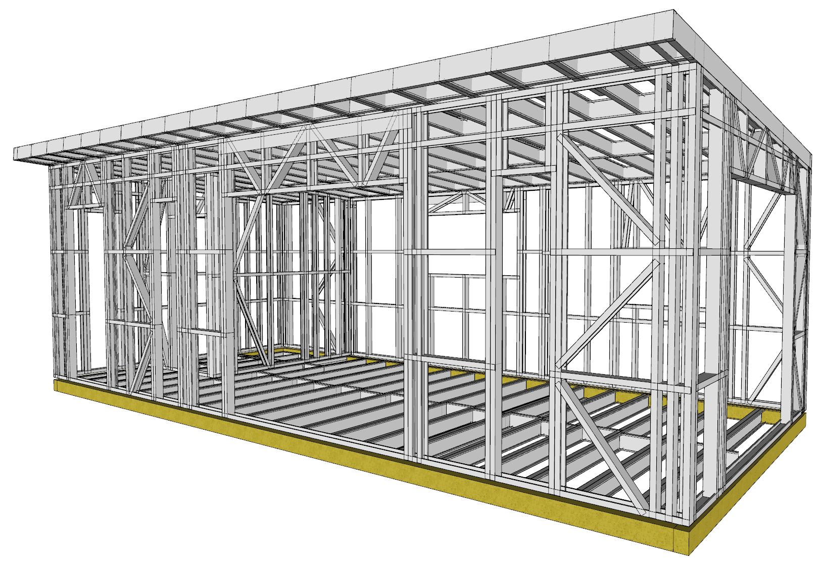 30m² One-Bedroom Cabin — frame render