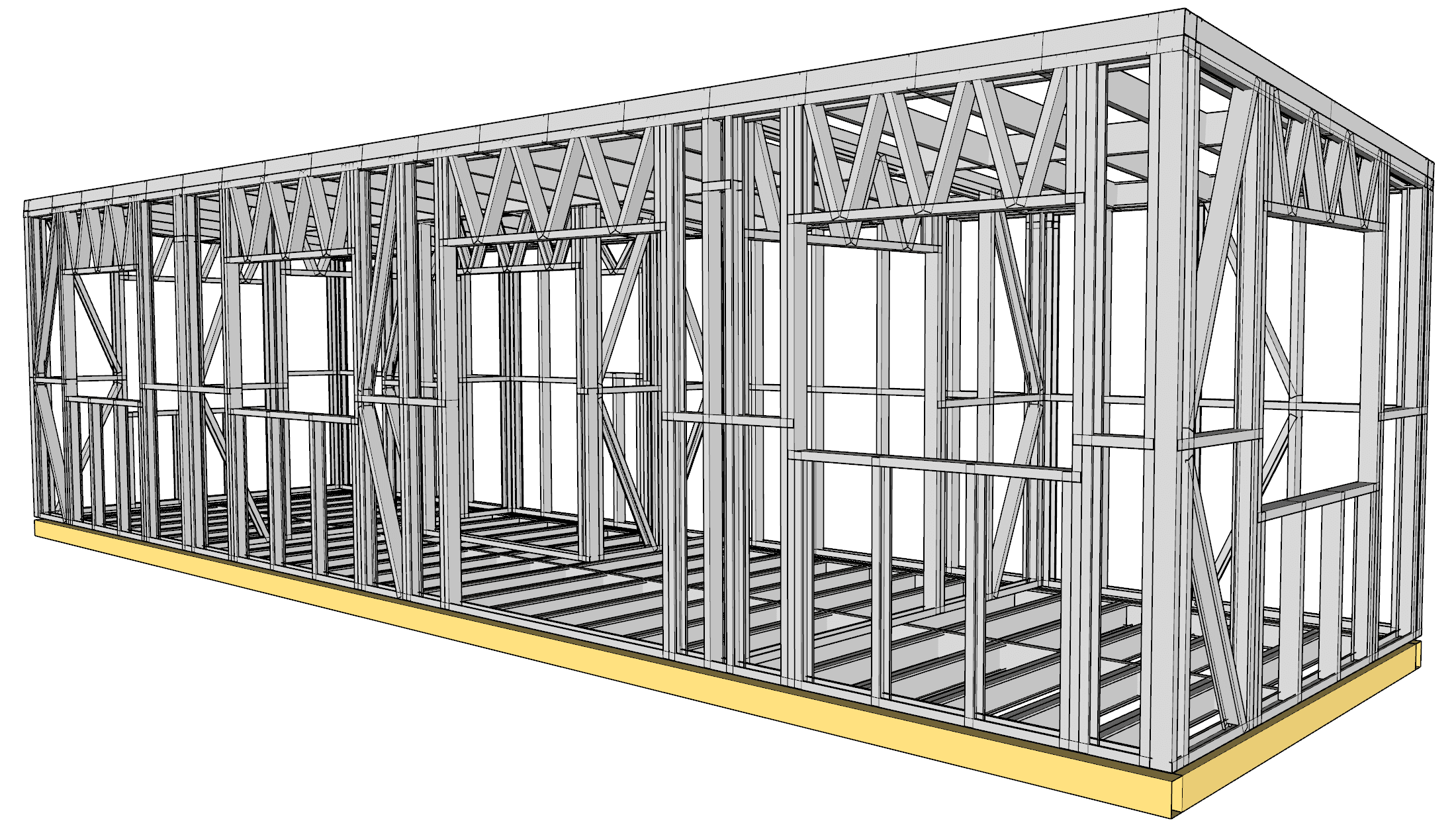 32.5m² Two-Bedroom Cabin — frame render