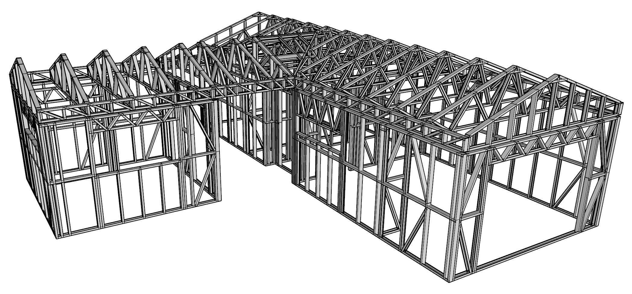 60m² Two-Bedroom Granny Flat — steel frame render