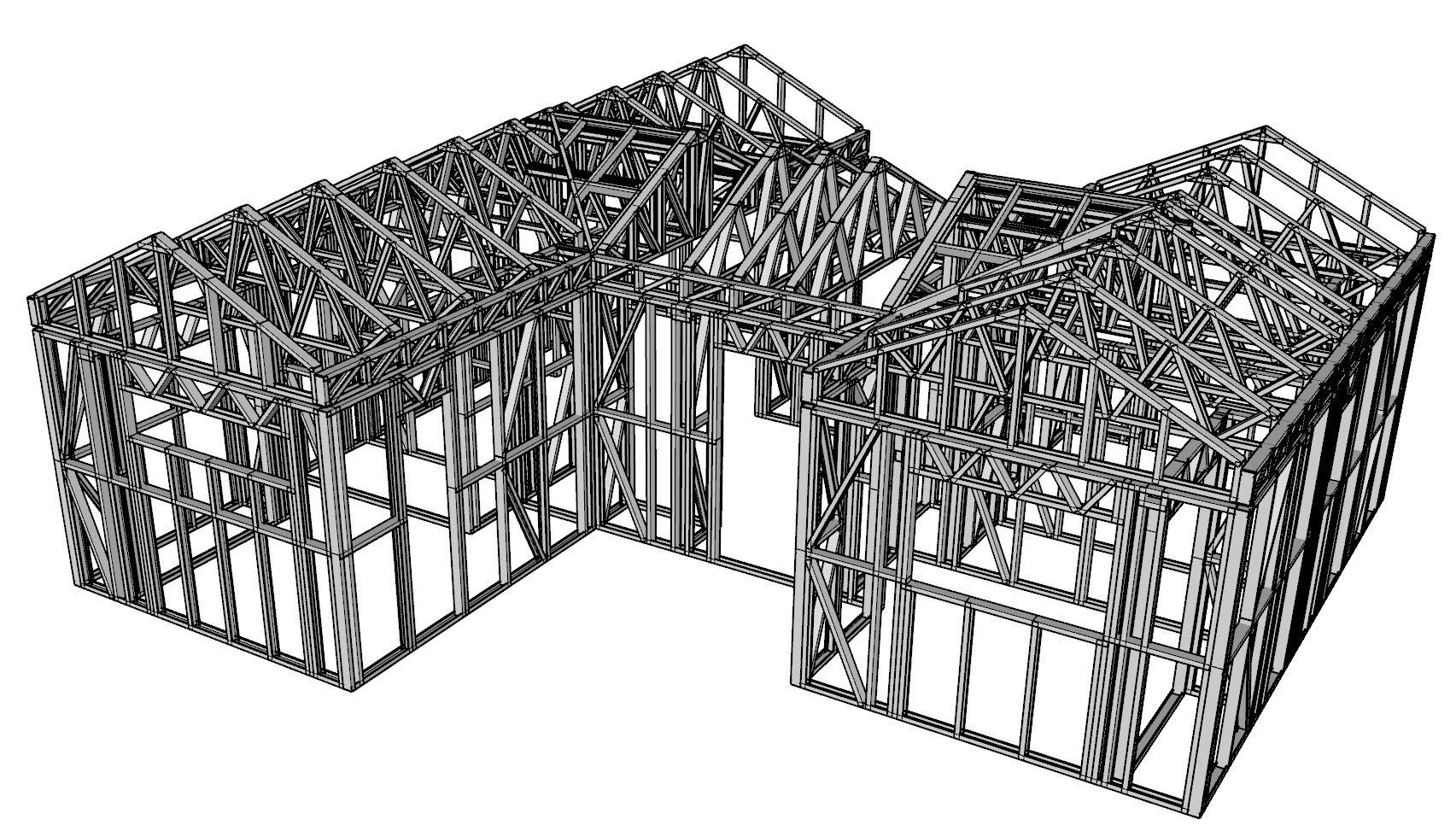 60m² Three-Bedroom Granny Flat — steel frame render
