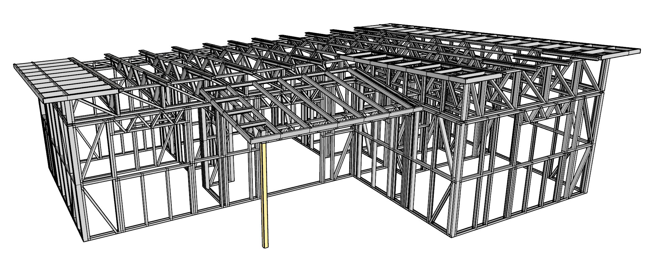 57m² Three-Bedroom Granny Flat — steel frame render