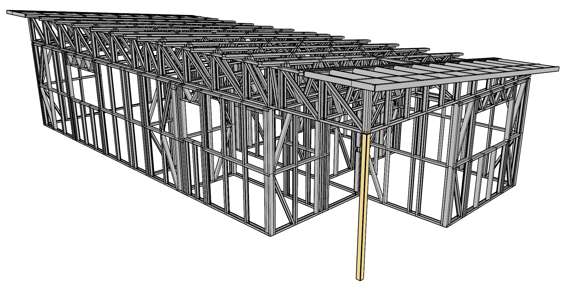 57m² Two-Bedroom Granny Flat — steel frame render