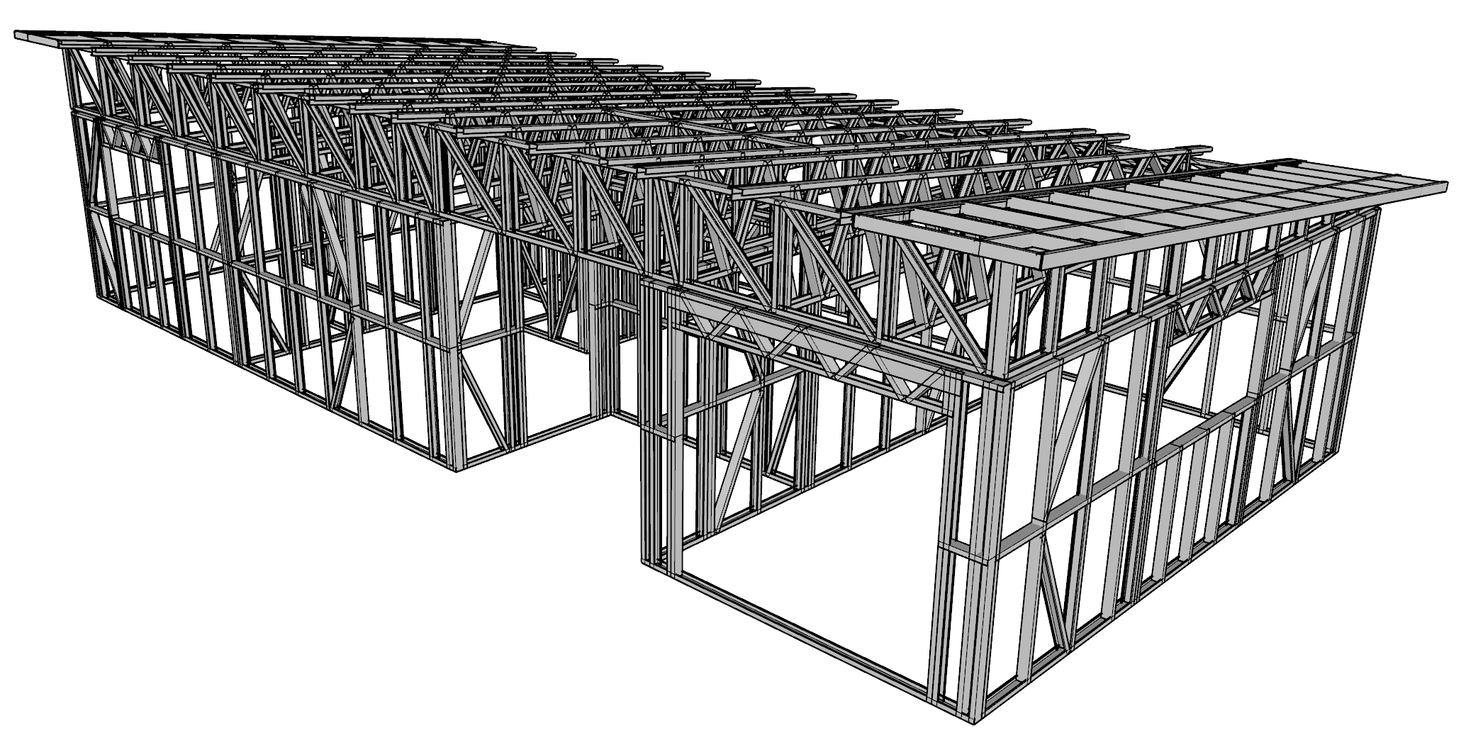 57m² Two-Bedroom Granny Flat — steel frame render