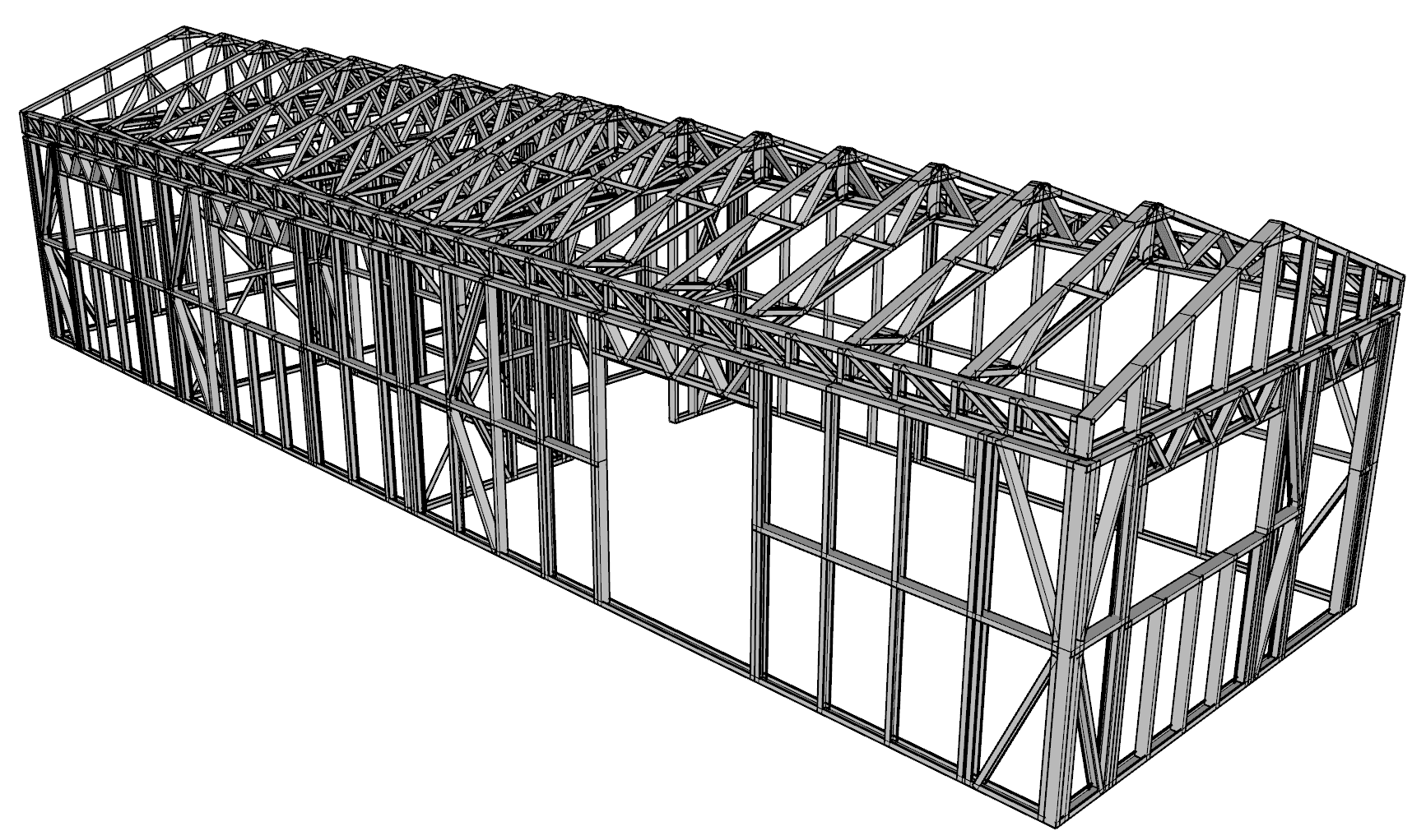 60m² Two-Bedroom Granny Flat — steel frame render