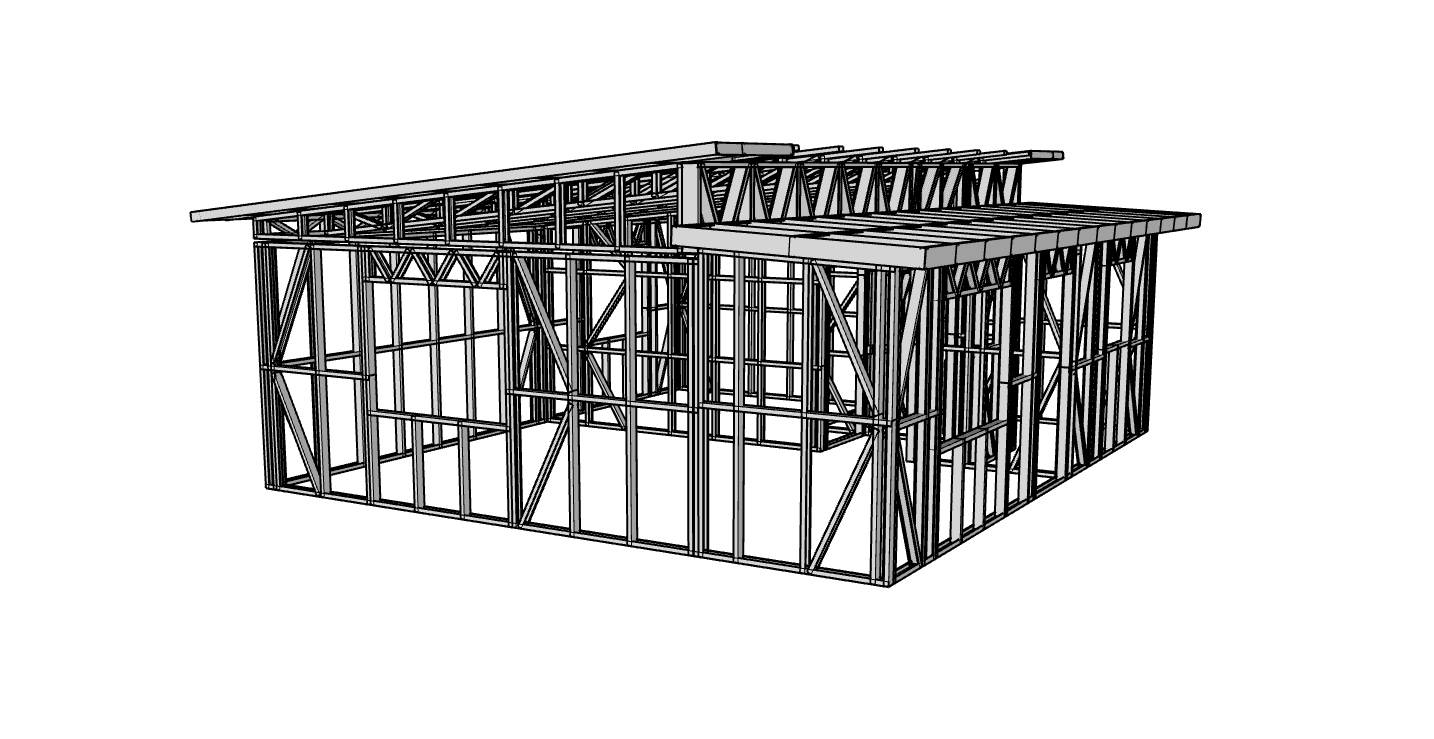 49m² One-Bedroom Granny Flat — steel frame render