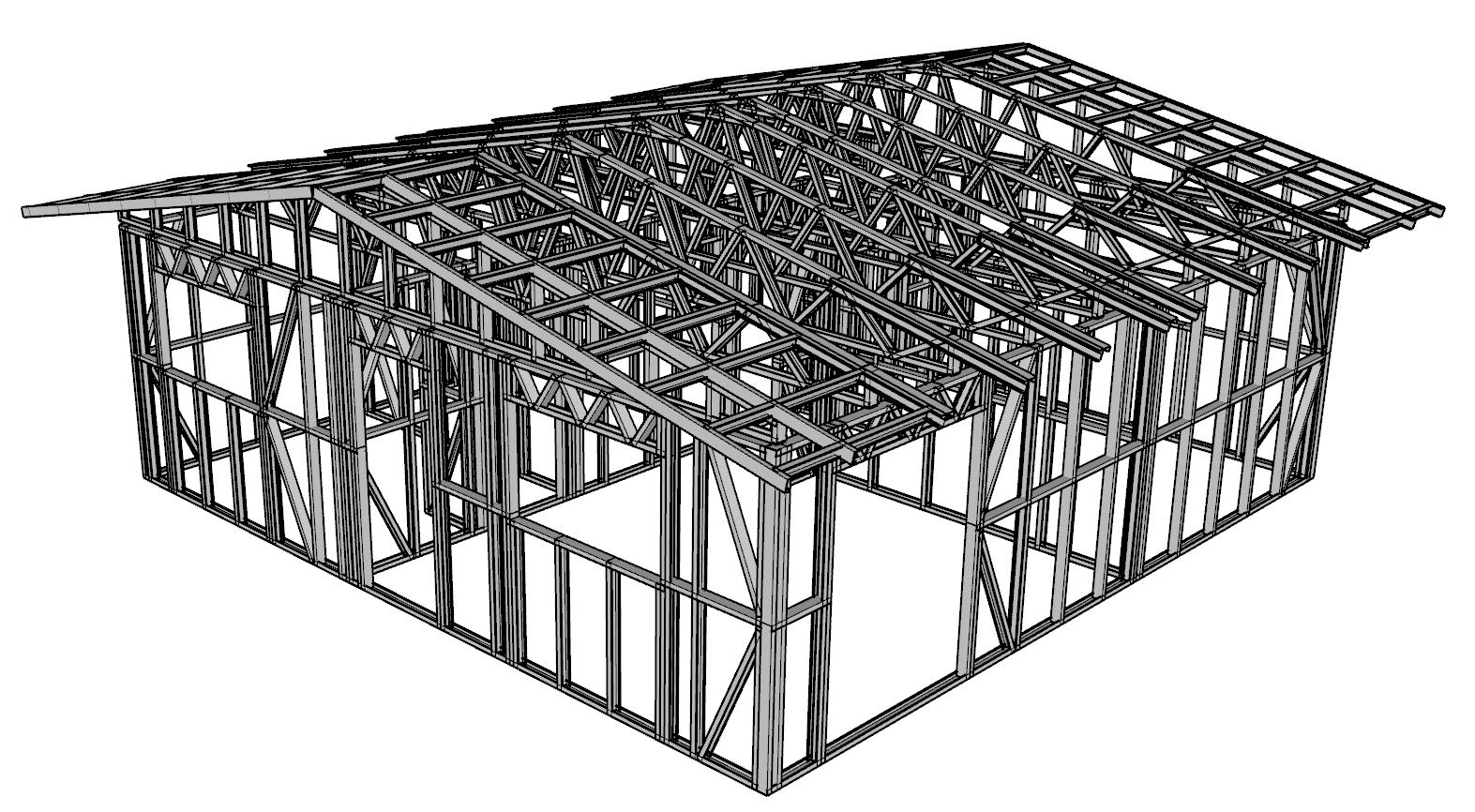 60m² Three-Bedroom Granny Flat — steel frame render