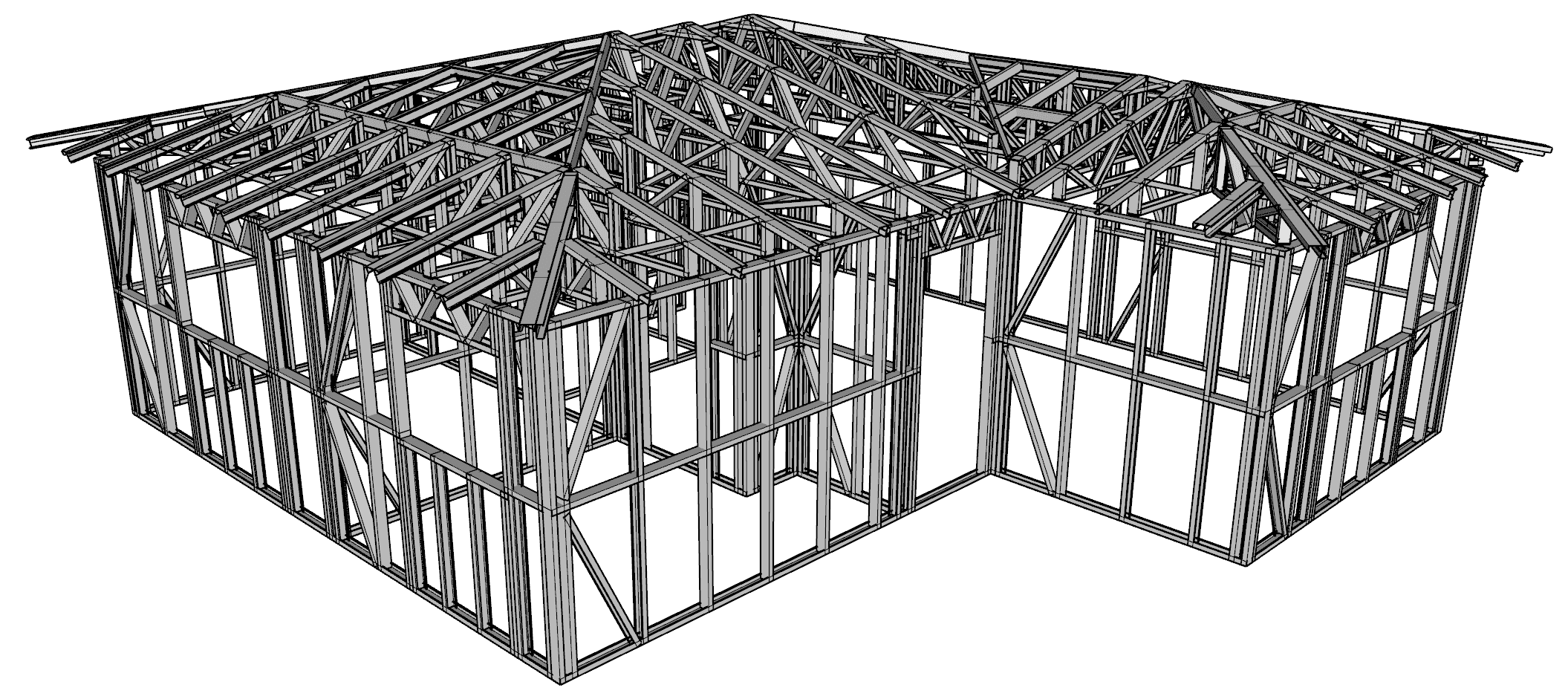 58m² Two-Bedroom Granny Flat — steel frame render