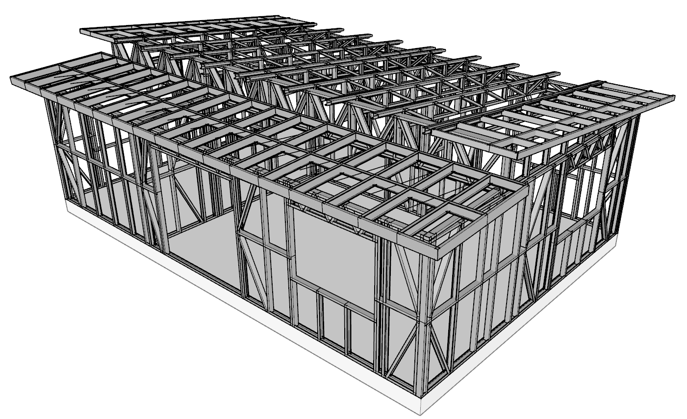 56m² Two-Bedroom Granny Flat — steel frame render