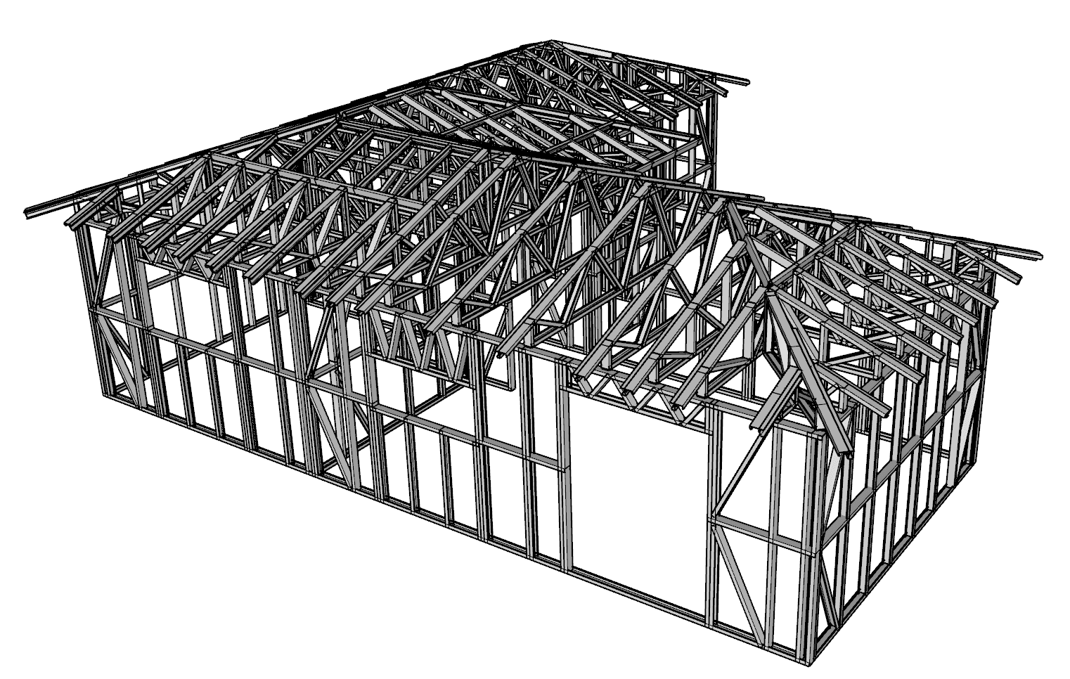 60m² Two-Bedroom Granny Flat — steel frame render