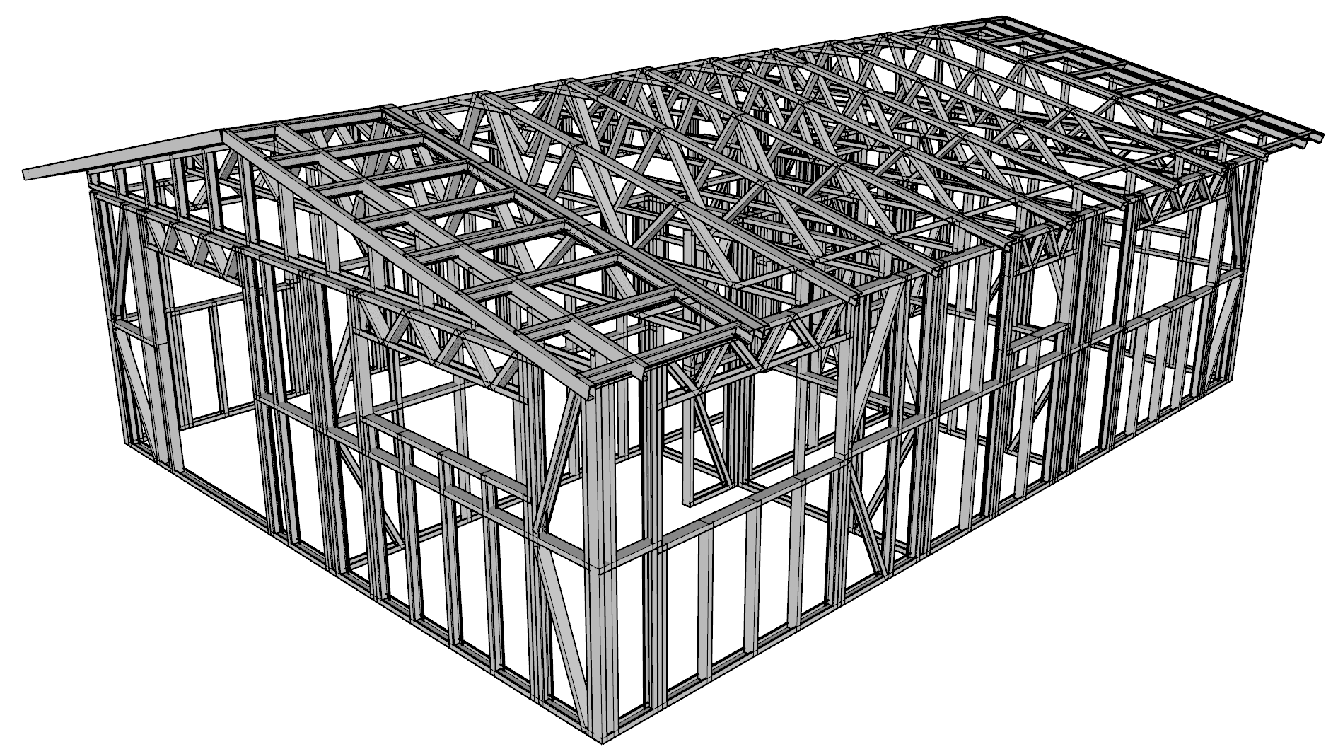 60m² Two-Bedroom Granny Flat — steel frame render