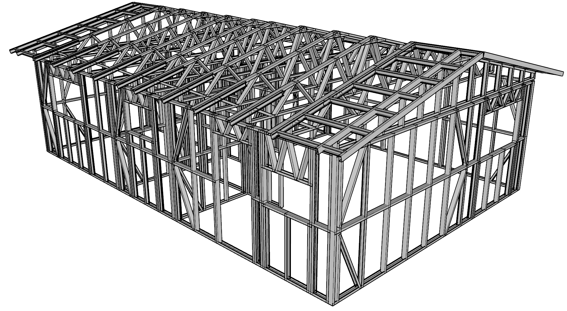 60m² Two-Bedroom Granny Flat — steel frame render