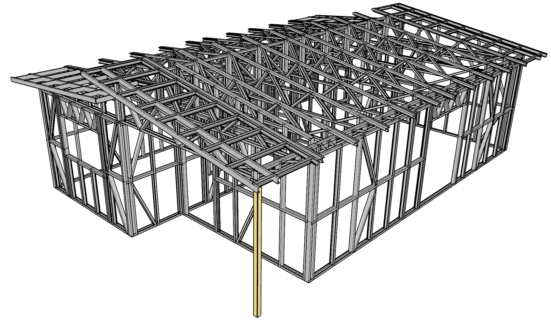 57m² Two-Bedroom Granny Flat — steel frame render