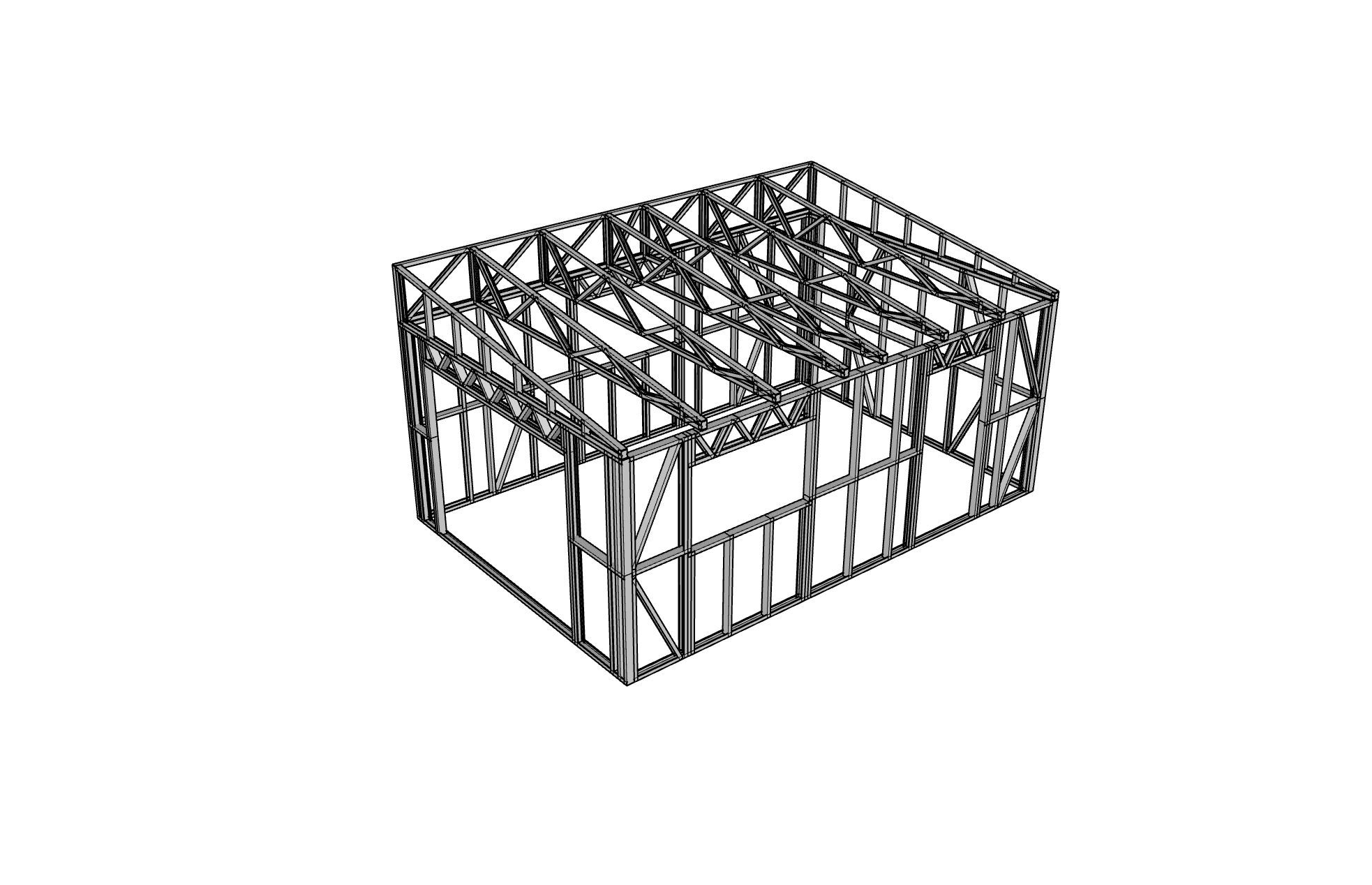 24m² Garage — steel frame render