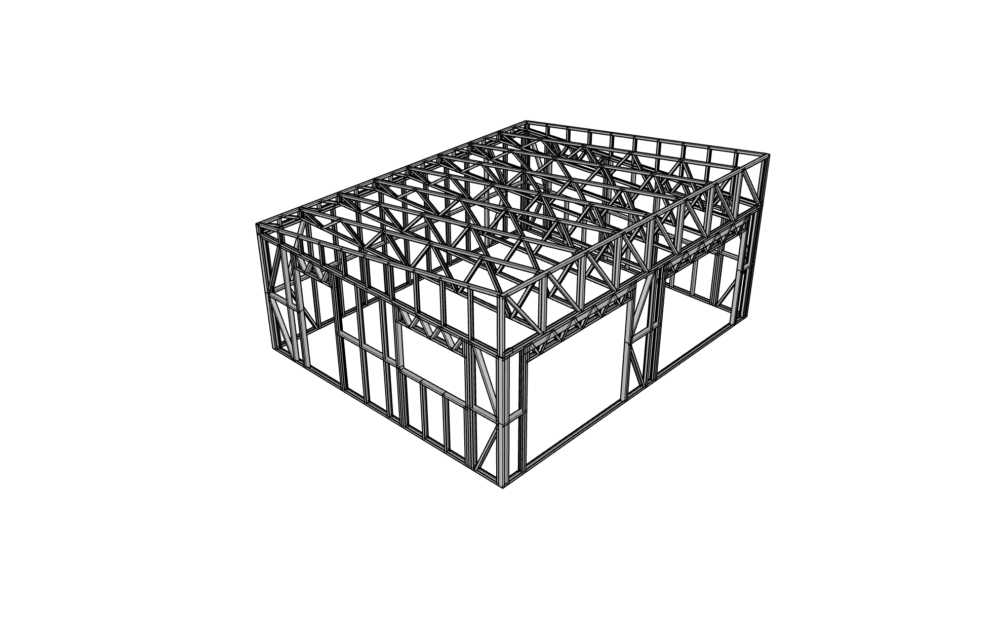 43m² Garage — steel frame render