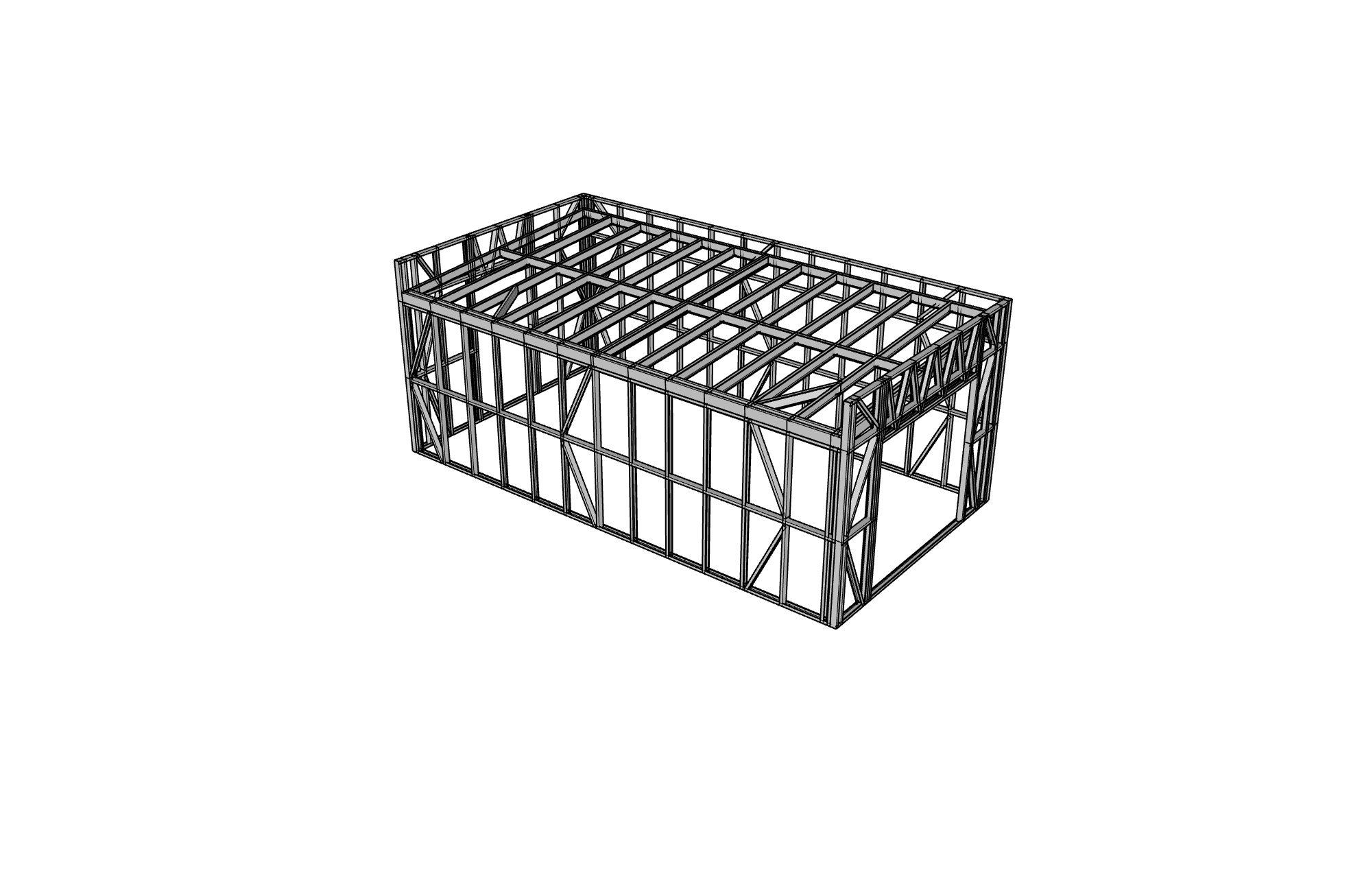 30m² Garage — steel frame render