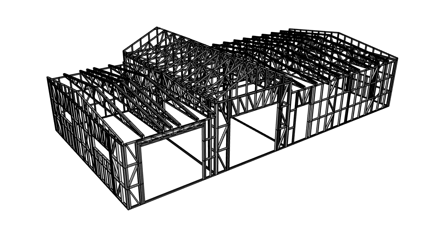 162m² Farm Shed — steel frame render