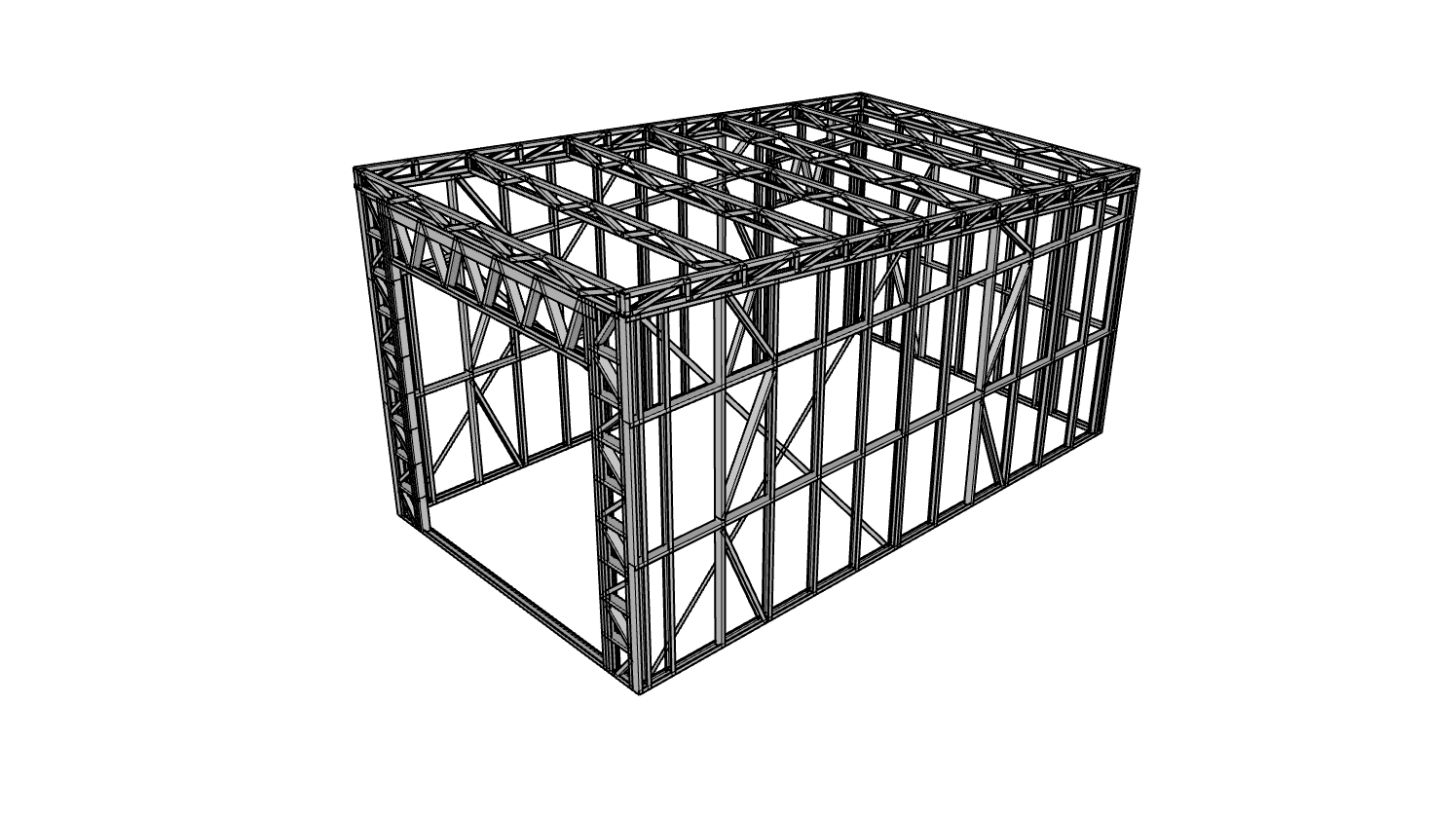 28m² Farm Shed — steel frame render