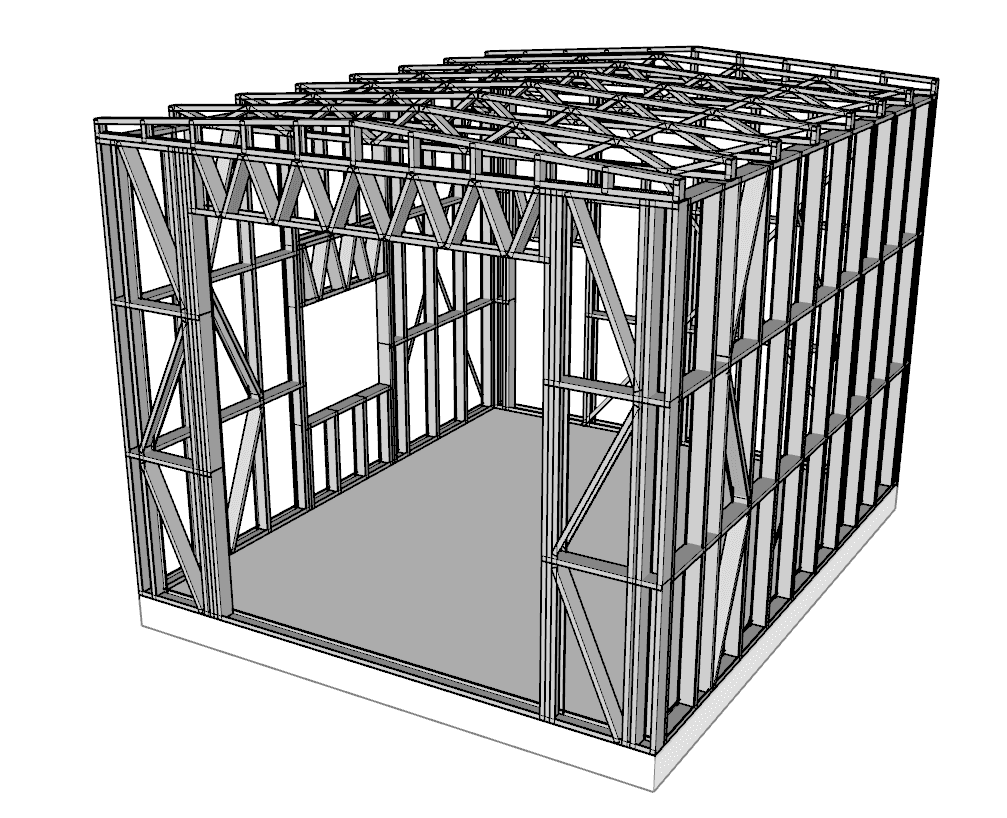30m² Farm Shed — steel frame render