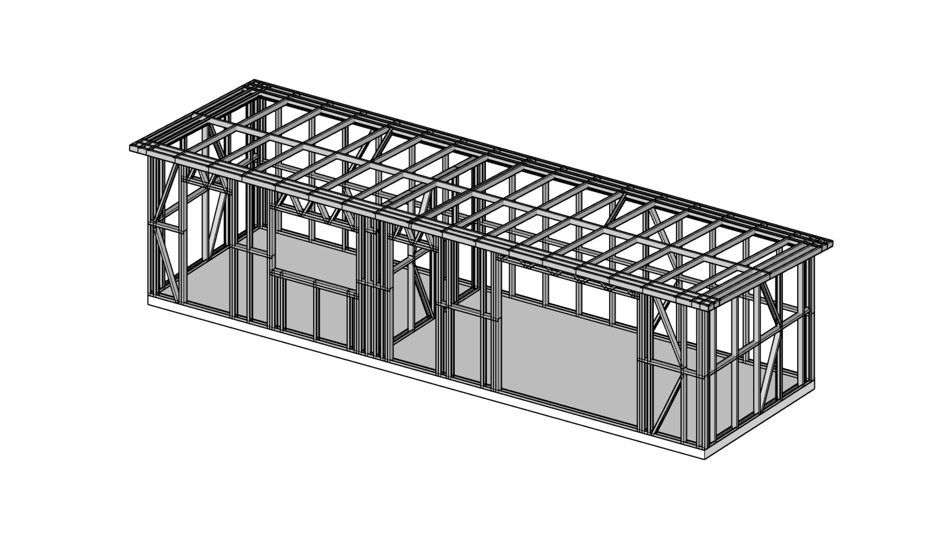30m² Farm Shed — steel frame render