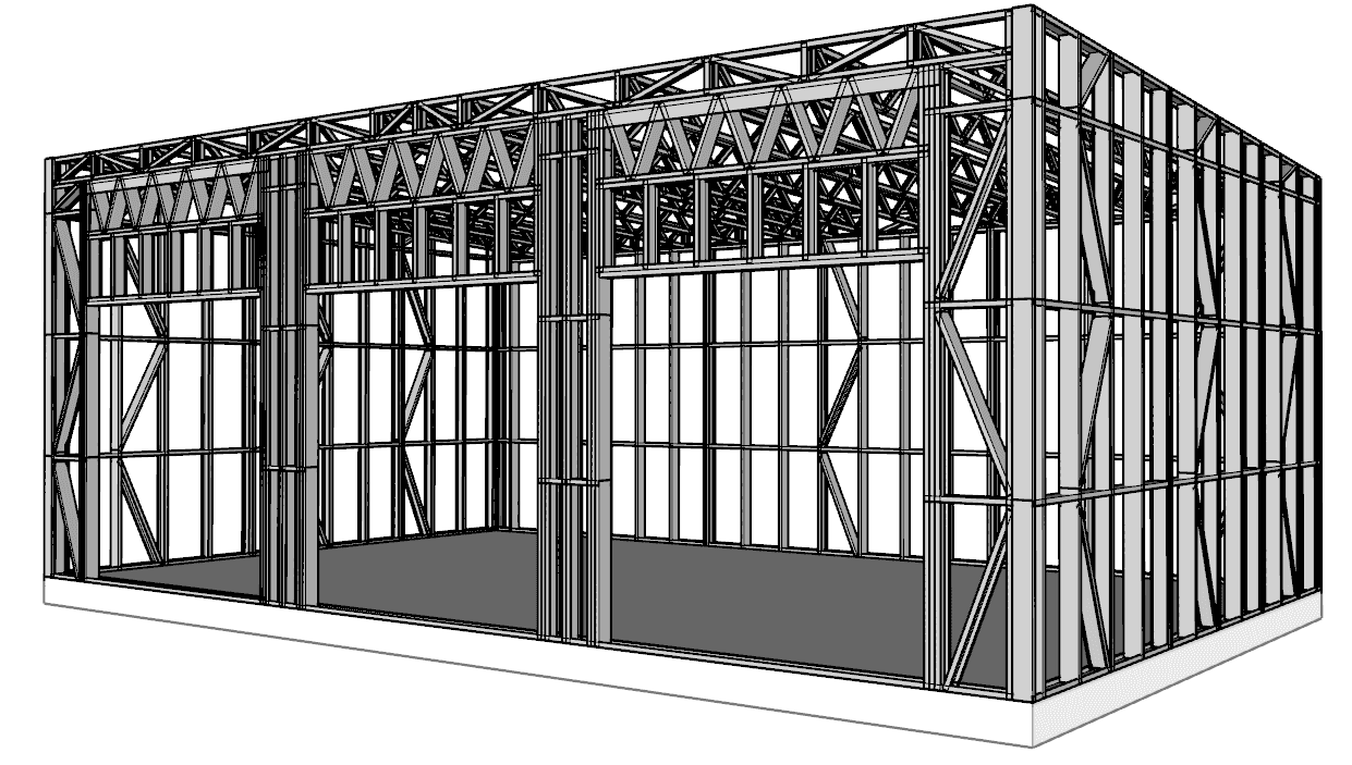 84m² Farm Shed — frame render