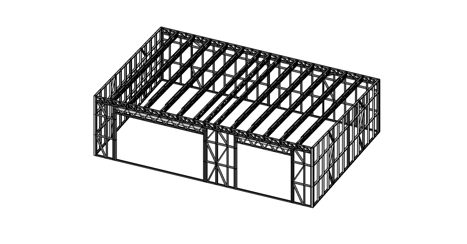 96m² Farm Shed — steel frame render