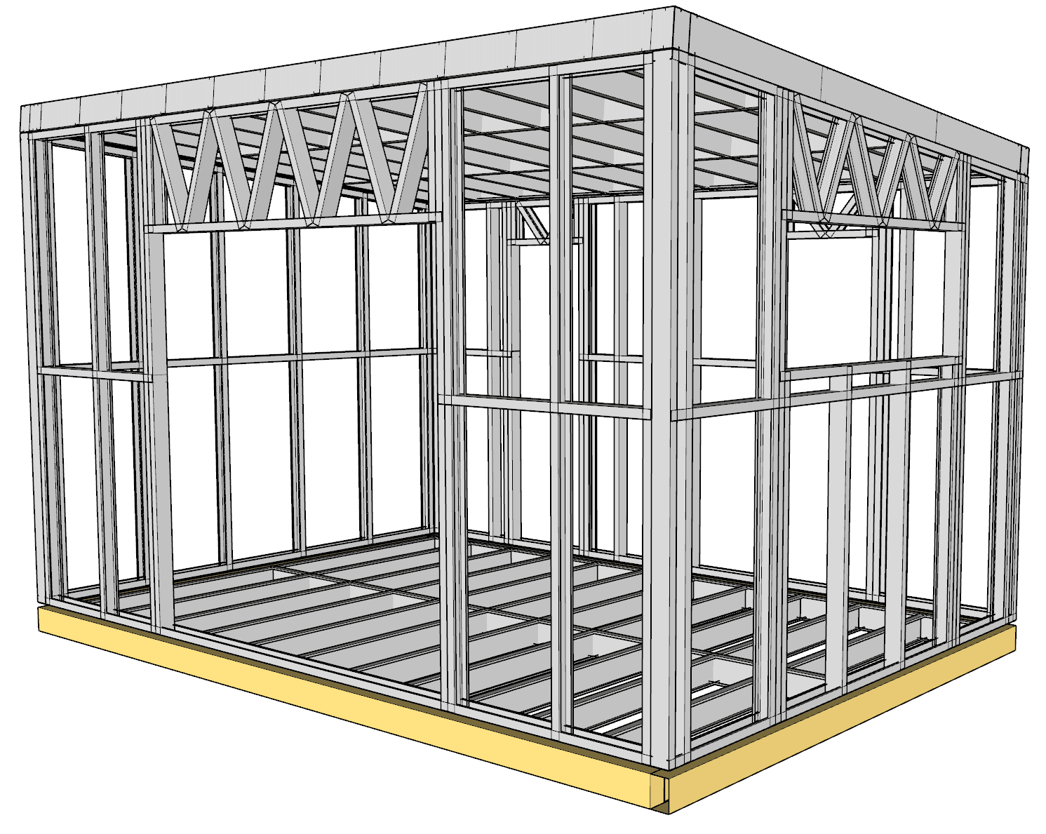 14.7m² Studio — steel frame render
