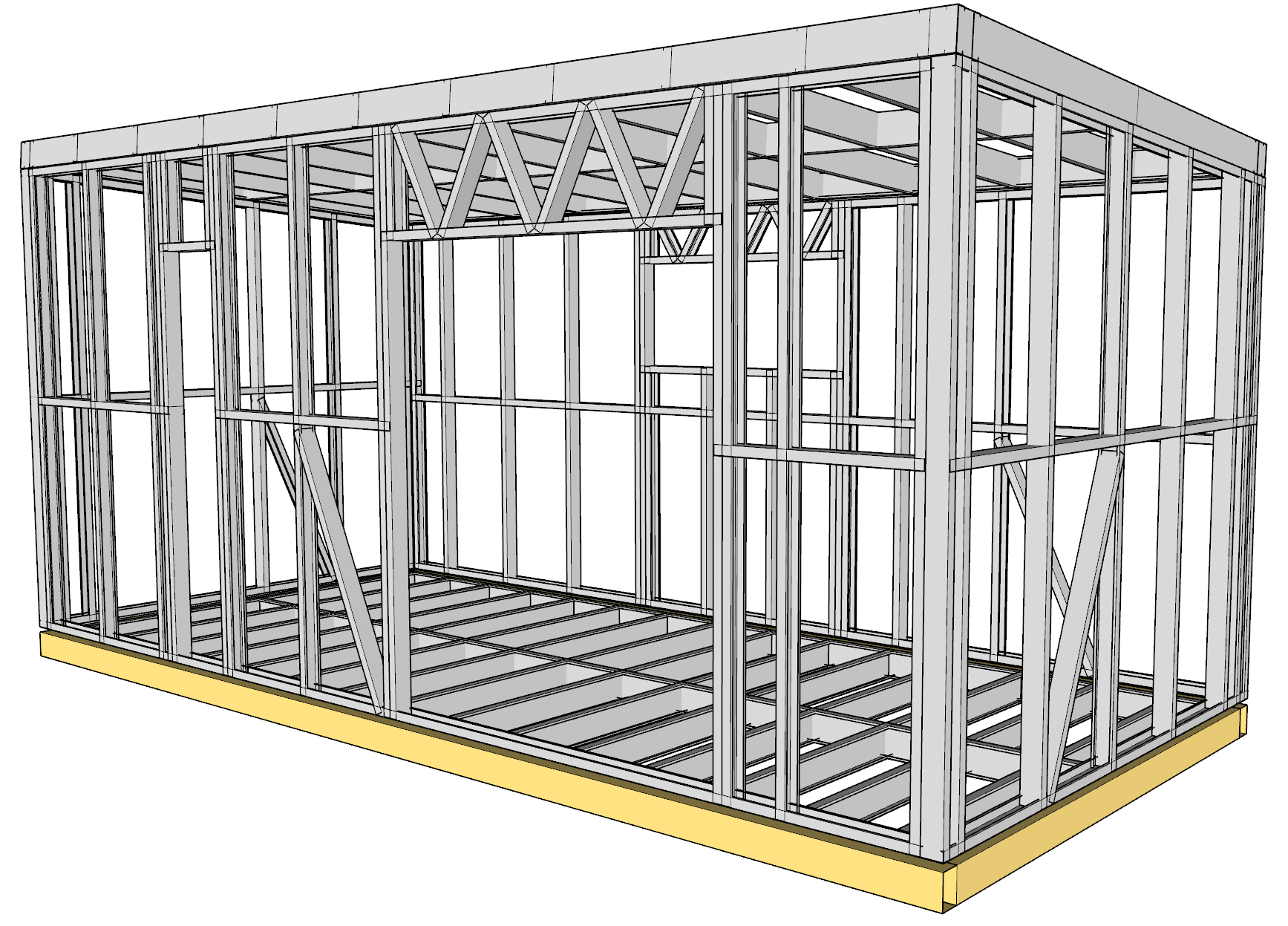 17m² Studio — steel frame render