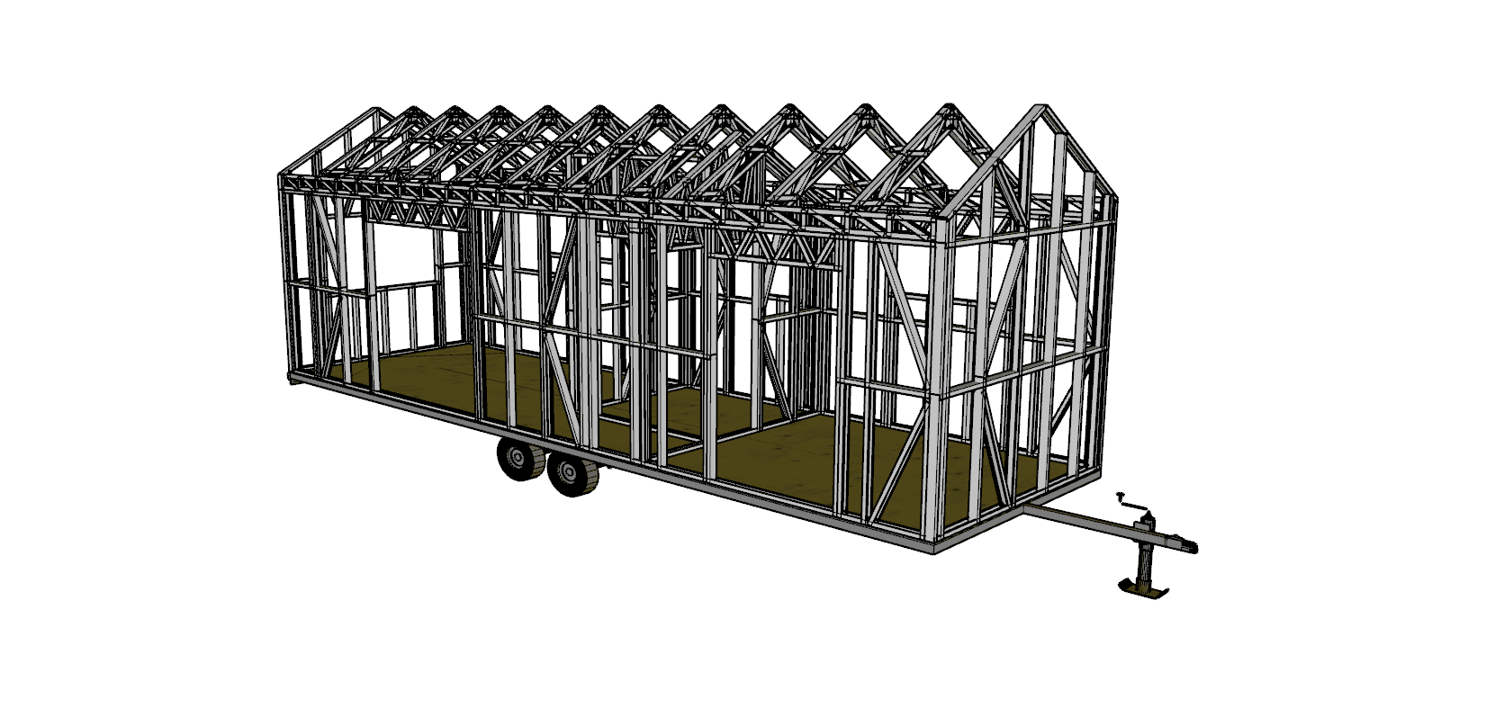 30m² One-Bedroom Tiny Home — steel frame render