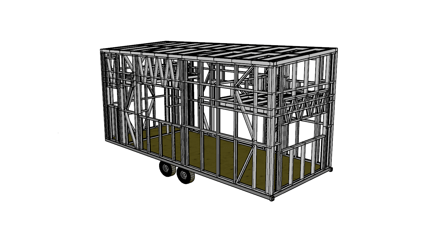 20.16m² Two-Bedroom Tiny Home — steel frame render