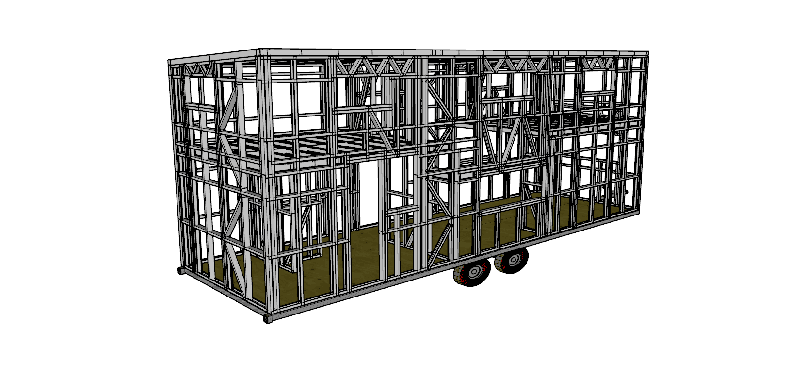 28.22m² Two-Bedroom Tiny Home — steel frame render