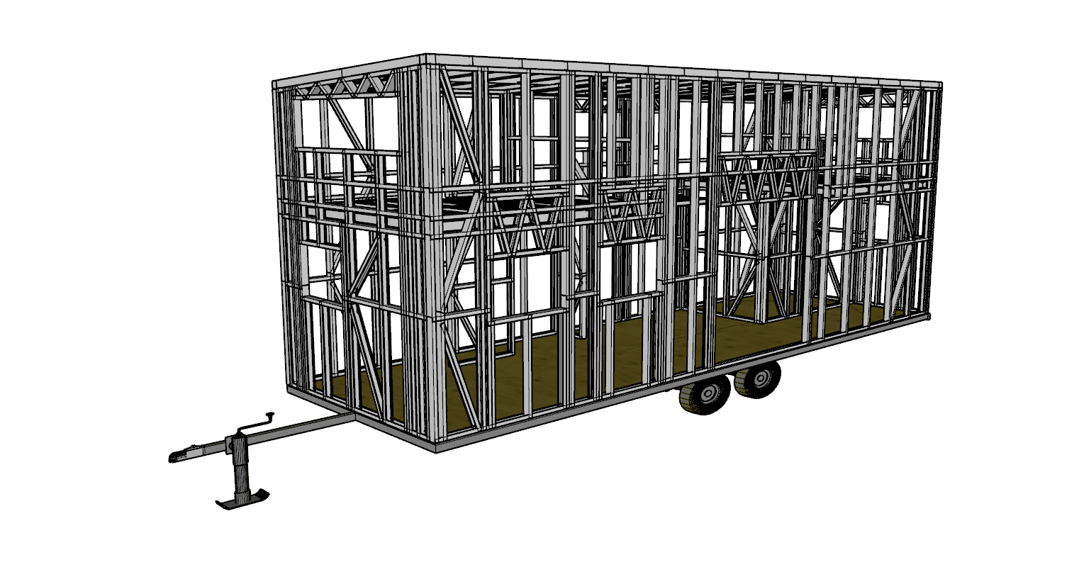28.32m² Two-Bedroom Tiny Home — steel frame render